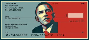 Here is an example of custom Obama Red and Blue Personal Checks