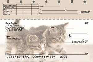 Here is an example of custom Cute Kittens Top Stub Personal Checks